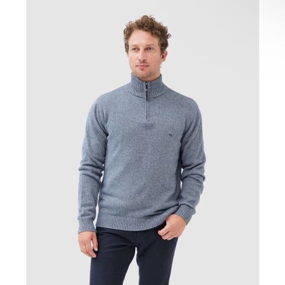 Rodd & Gunn Merrick Bay 1/4 Zip Cotton Sweater in Indigo Size XL - Picture 1 of 12